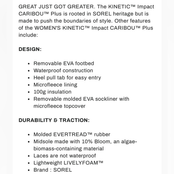 Sorel Women’s Kinetic Caribou Waterproof Camel Brown and Gray Shoes Size 7 - Picture 7 of 8